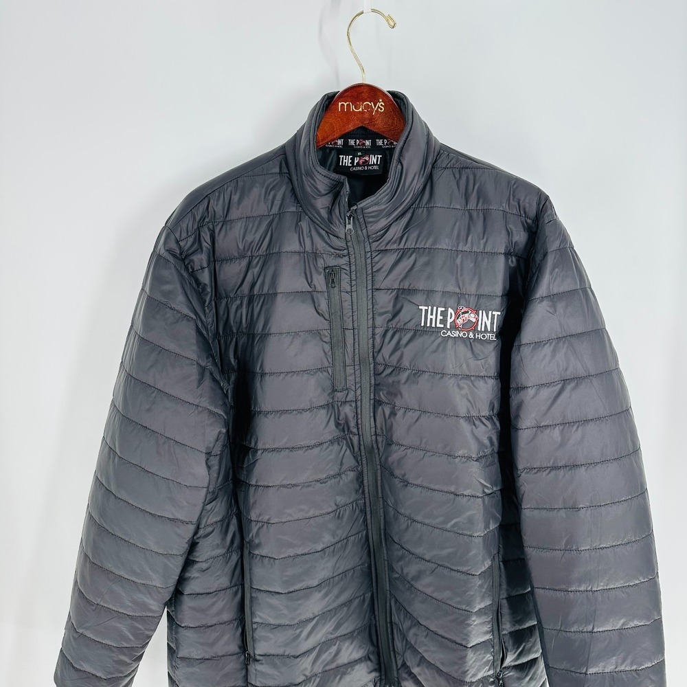 The Point Casino & Hotel‎ Full Zip Mock Neck Puffer Jacket Steel Gray Size XL
